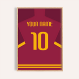 Camiseta de fútbol personalizada - Granate con número amarillo — wooden-frame main image