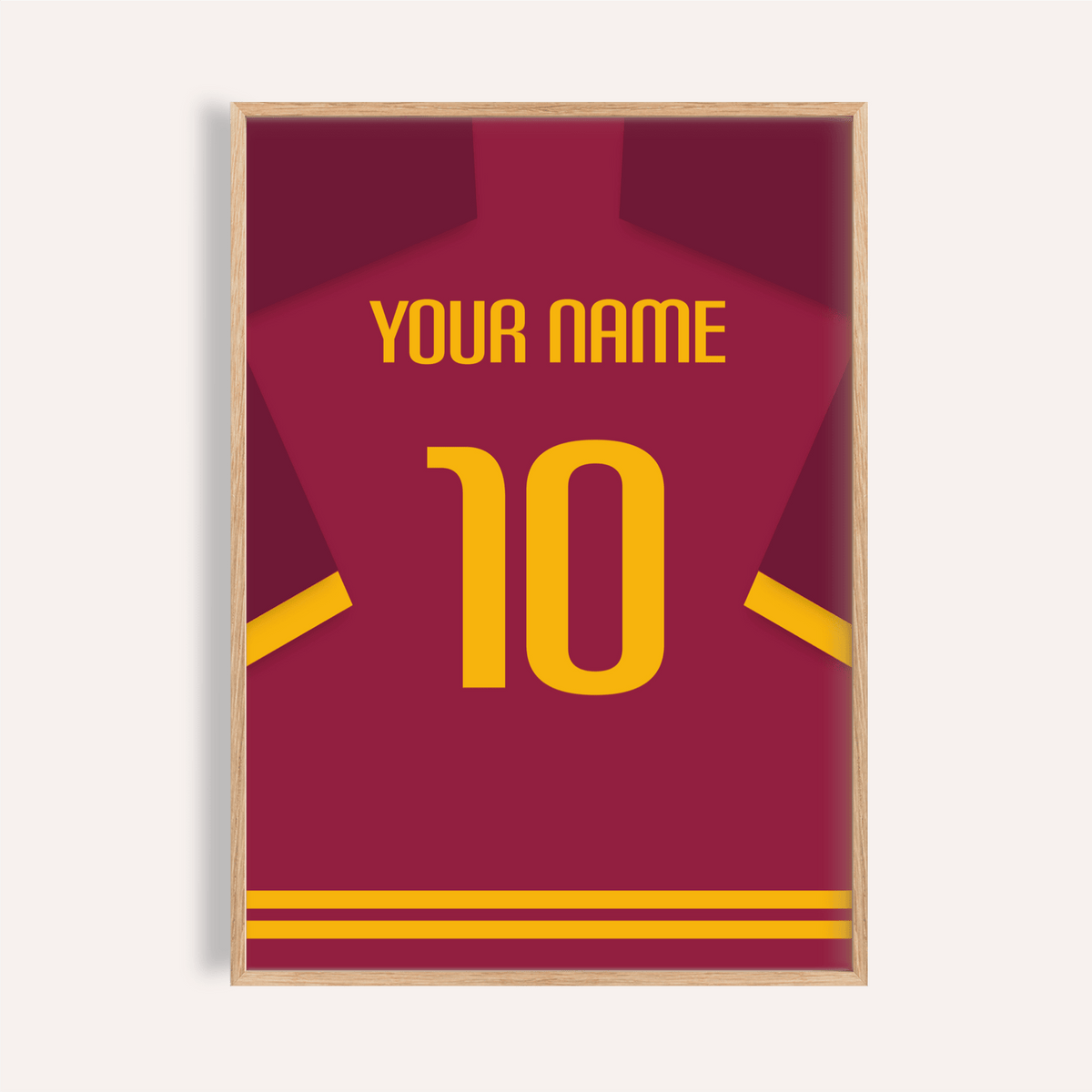 Football Shirt Poster in Maroon with Yellow Number