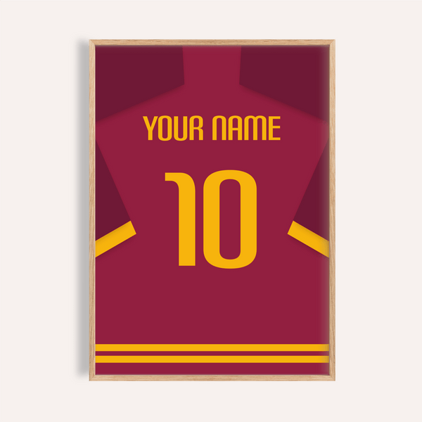 Roma Football Shirt Poster wall art displaying a jersey-back graphic and large number 10
