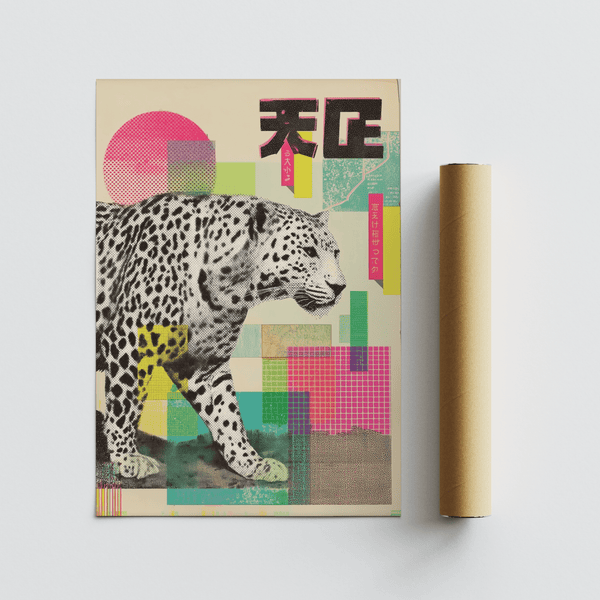 Abstract Leopard Art Print, yellow and pink for gallery-inspired wall art