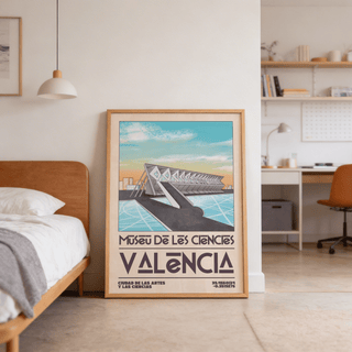 Valencia Art Print detail of bold VALENCIA typography and crisp outlines
