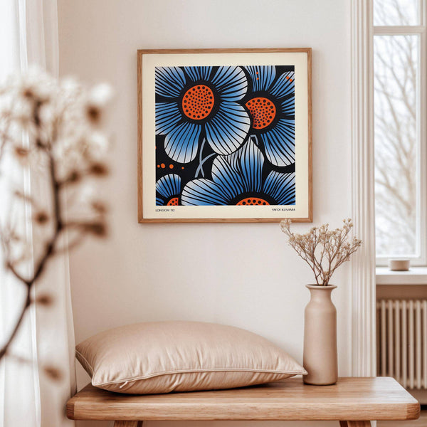 Elegant blue flower wall art perfect for stylish decor