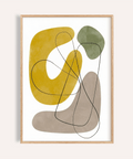 Abstract Wall Print with Yellow and Green shapes for living room wall art