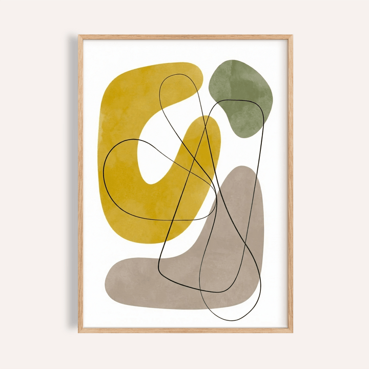 Abstract Wall Print with Yellow and Green shapes for living room wall art