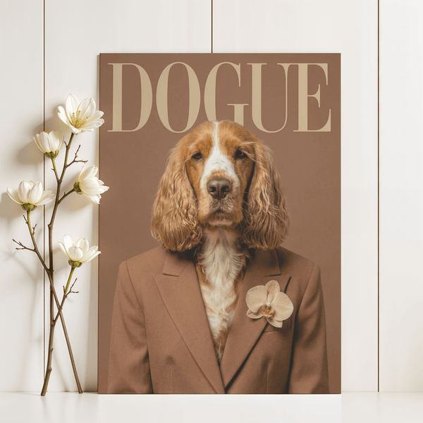 Modern Dog Print art print for entryway in brown and beige