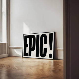 Minimalist big text sign wall art in black and white