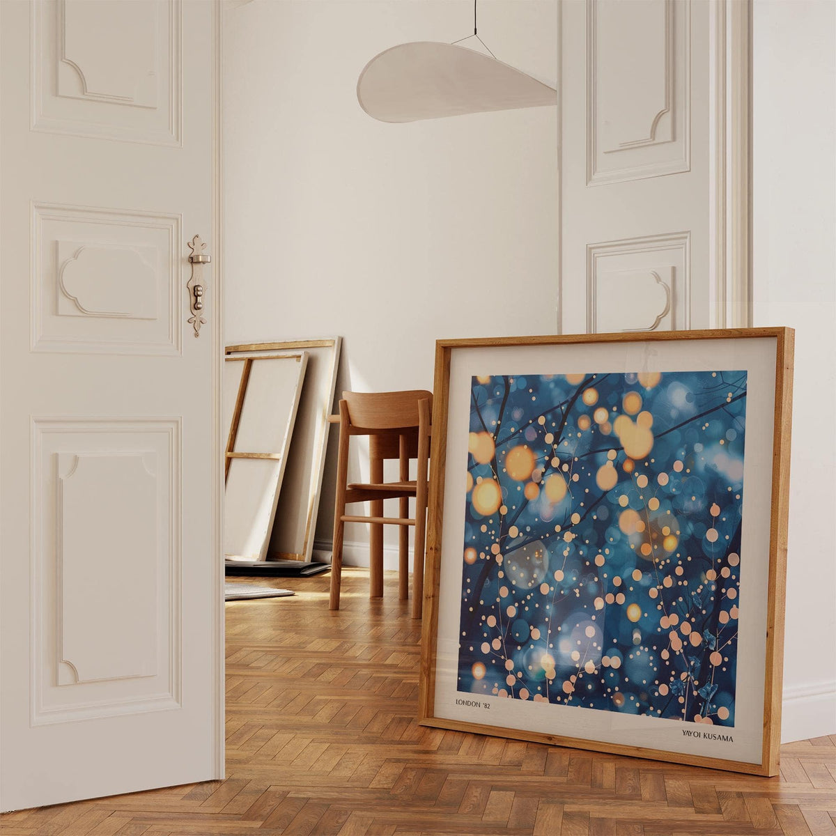 Kusama-inspired abstract tree detail in modern painting prints