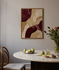 Large Abstract Burgundy Print, brown beige palette for lounge area wall art