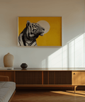 Landscape Tiger Wall Art, modern Yellow and Beige tones for den wall art