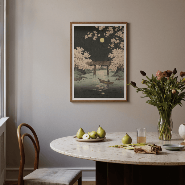Cherry Blossom Art Print in Yellow tones suited for calming study area