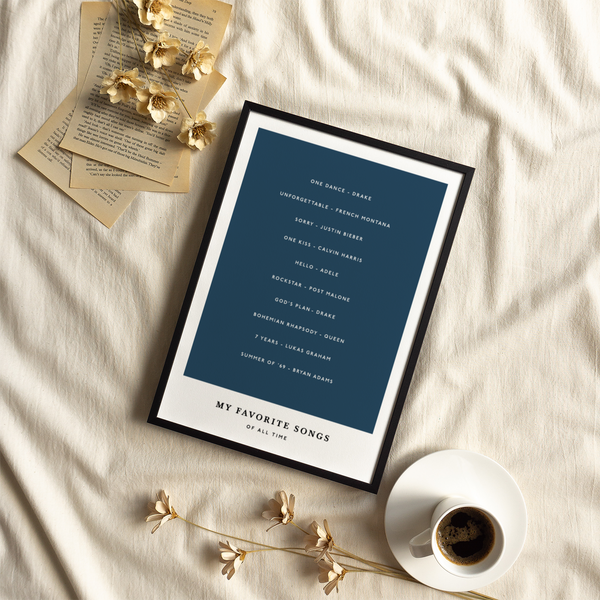 Custom Song Wall Art with blue, office decor, music poster