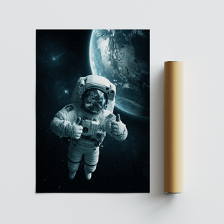 Astronaut Wall Art with vivid Blue Black and White for entryway wall art