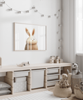 Cute Rabbit Wall Art for baby’s nursery in Beige and White art print