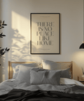 No place like home print Green text on Beige for bedroom wall art