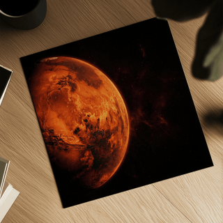 Modern Mars Wall Art in Black and Orange for bedroom feature wall