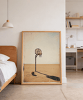 Basketball Hoop Art Print depicting empty playground with net casting shadow