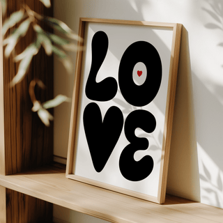 Monochrome LOVE word art cropped to show smooth curves