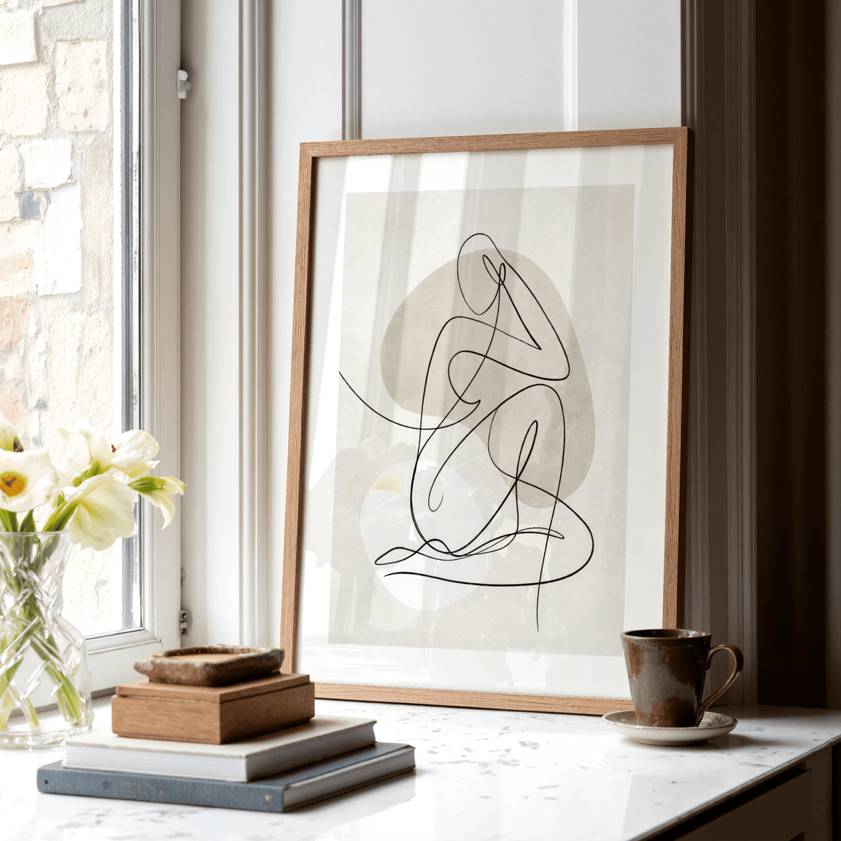 Abstract Line Art Poster featuring looping line and calm layered forms