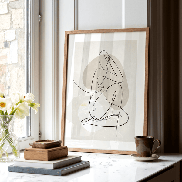 Abstract Line Art Poster featuring looping line and calm layered forms