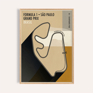 Vintage Racing Wall Art São Paulo circuit diagram with bold outline