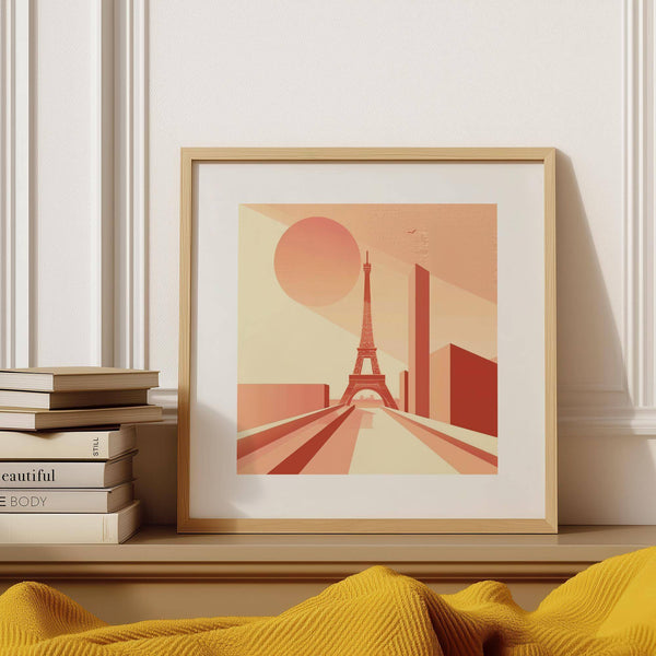 Eiffel Tower poster wall art with structured architectural lines