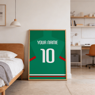 Modern sports shirt poster print with bold number 10 and sleeve stripe accents