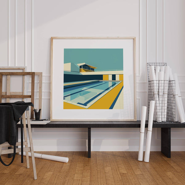 Bauhaus-inspired minimalistic art in bold geometric forms for office walls