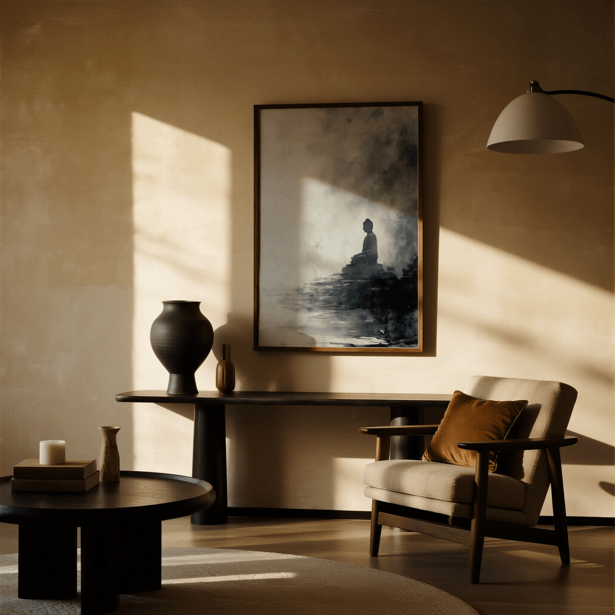 Spiritual Decor Poster with misty atmosphere for calming office wall art