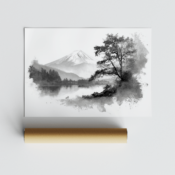 Minimalist Black and White Print for bedroom, gray and black color art print