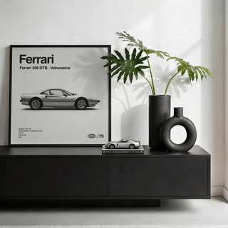 Gray Ferrari 308 GTB Print for man cave wall art