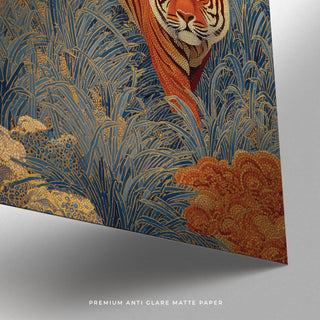 Traditional Japanese Tiger Art Print showing a confident tiger mid-step.