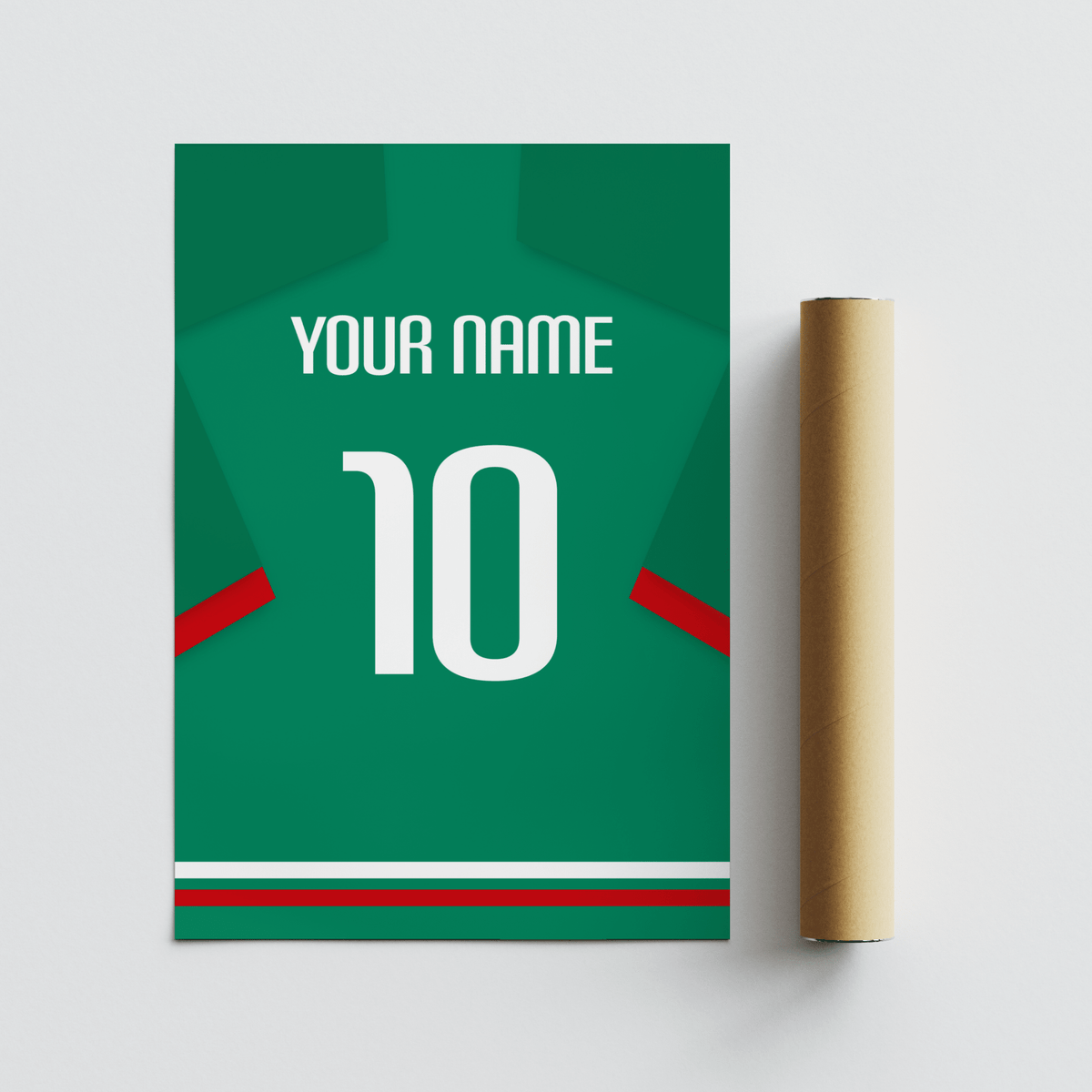 Personalized Mexico Jersey Shirt Poster with YOUR NAME lettering and big number design