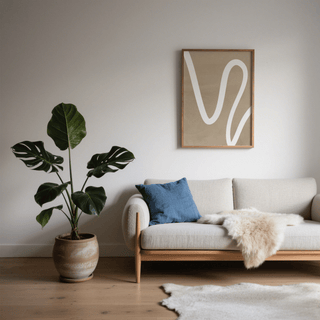abstract beige wall art in white and beige for entryway poster