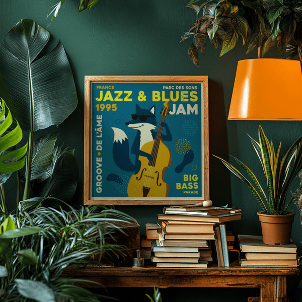 Jazz Blues Art Print with Blue and Yellow for child’s playroom decor