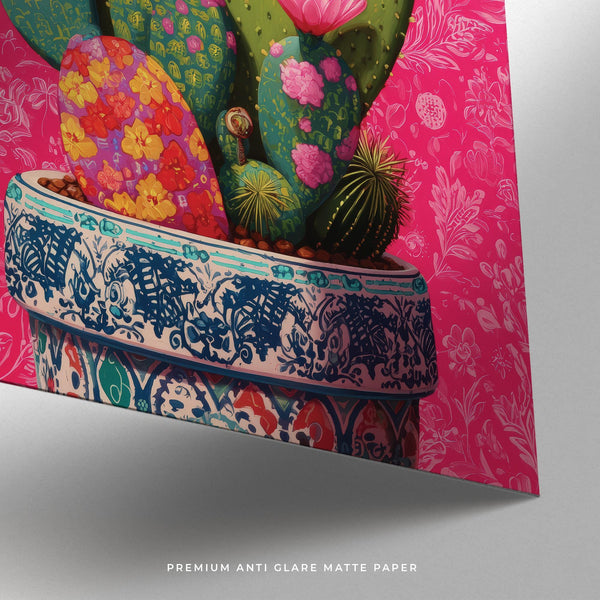 Green heart-shaped cactus featured in a corazon de nopal art print.