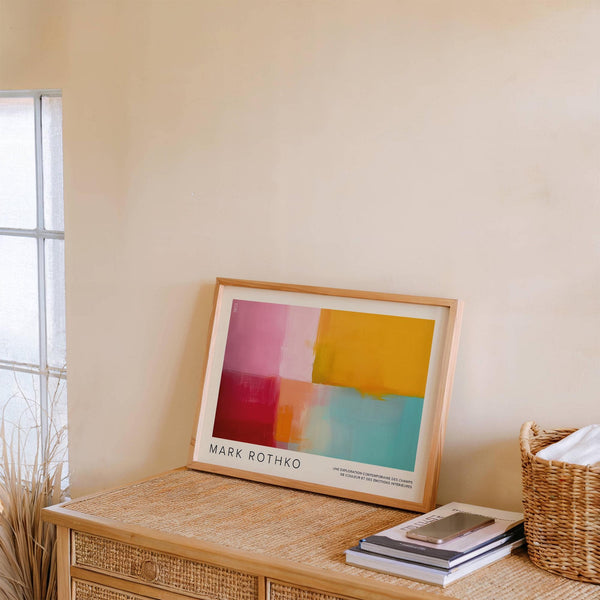 Statement colorful abstract art for gallery-style living room design