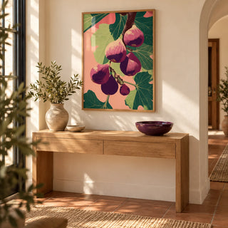 Fig Wall Art, framed on the wall of a bright hallway with a warm white wall and a terracotta floor