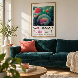 Fish Wall Decor, framed on the wall of a modern living room with a warm white wall and a pale oak floor
