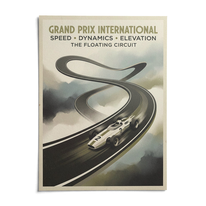 Floating Race Circuit Poster, shown as an unframed paper print on a plain white background