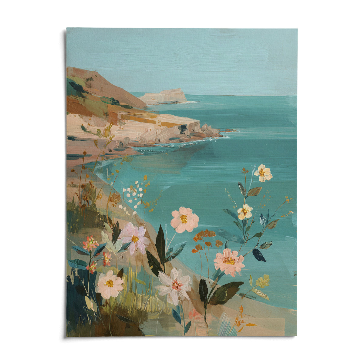 Floral Coast Print, shown as an unframed paper print on a plain white background