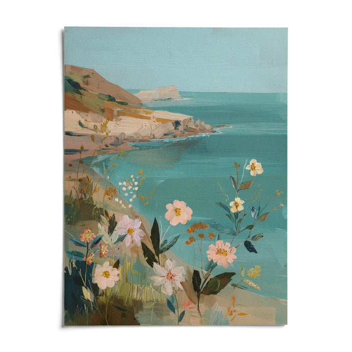 Floral Coast Print, shown as an unframed paper print on a plain white background