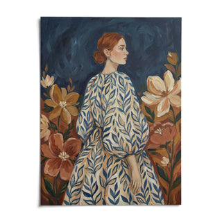 Floral Portrait Art, shown as an unframed paper print on a plain white background