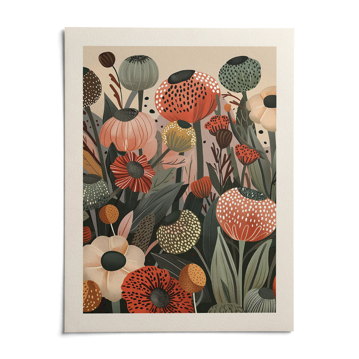 Floral Print Wall Art, shown as an unframed paper print on a plain white background