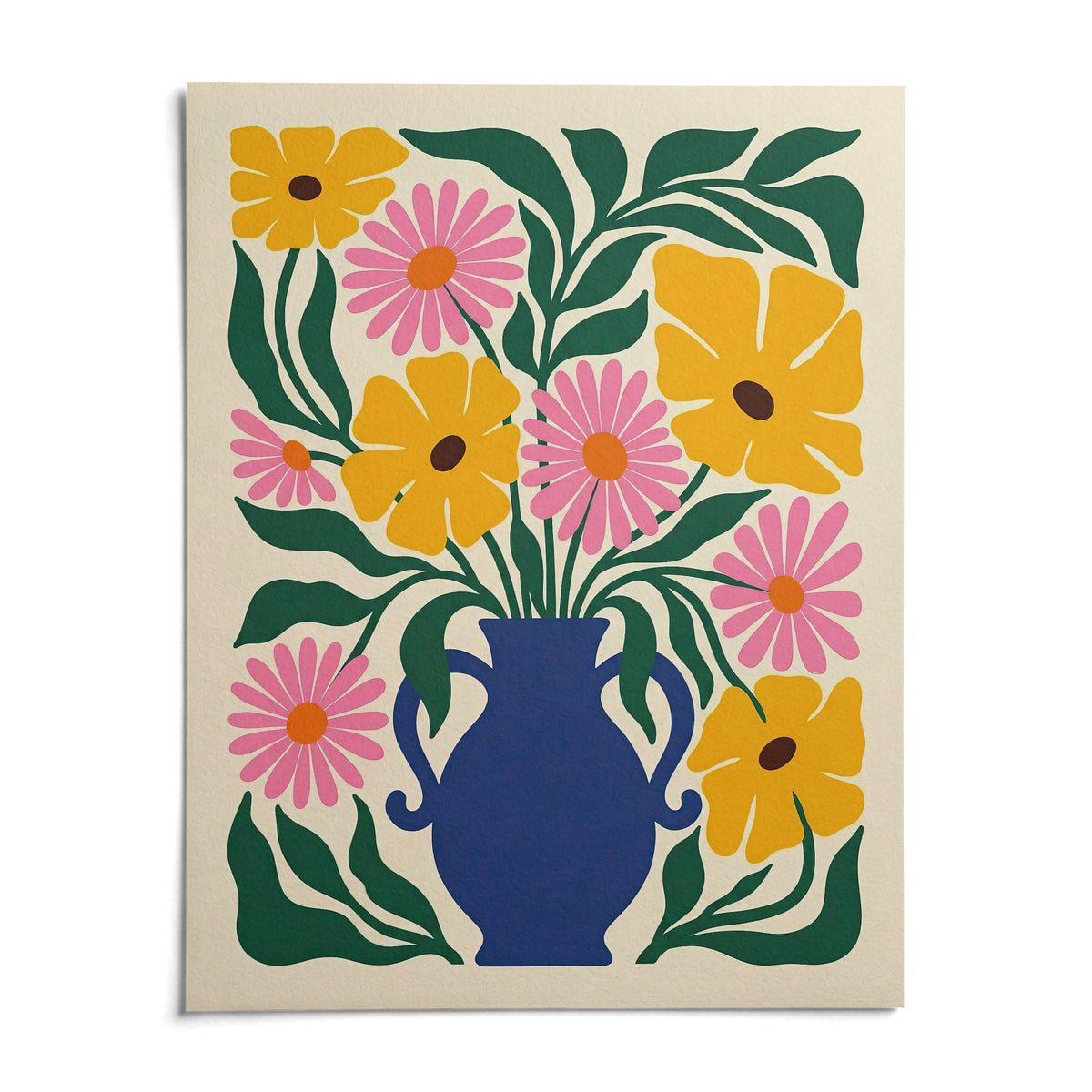 Floral Vase Art Print, shown as an unframed paper print on a plain white background