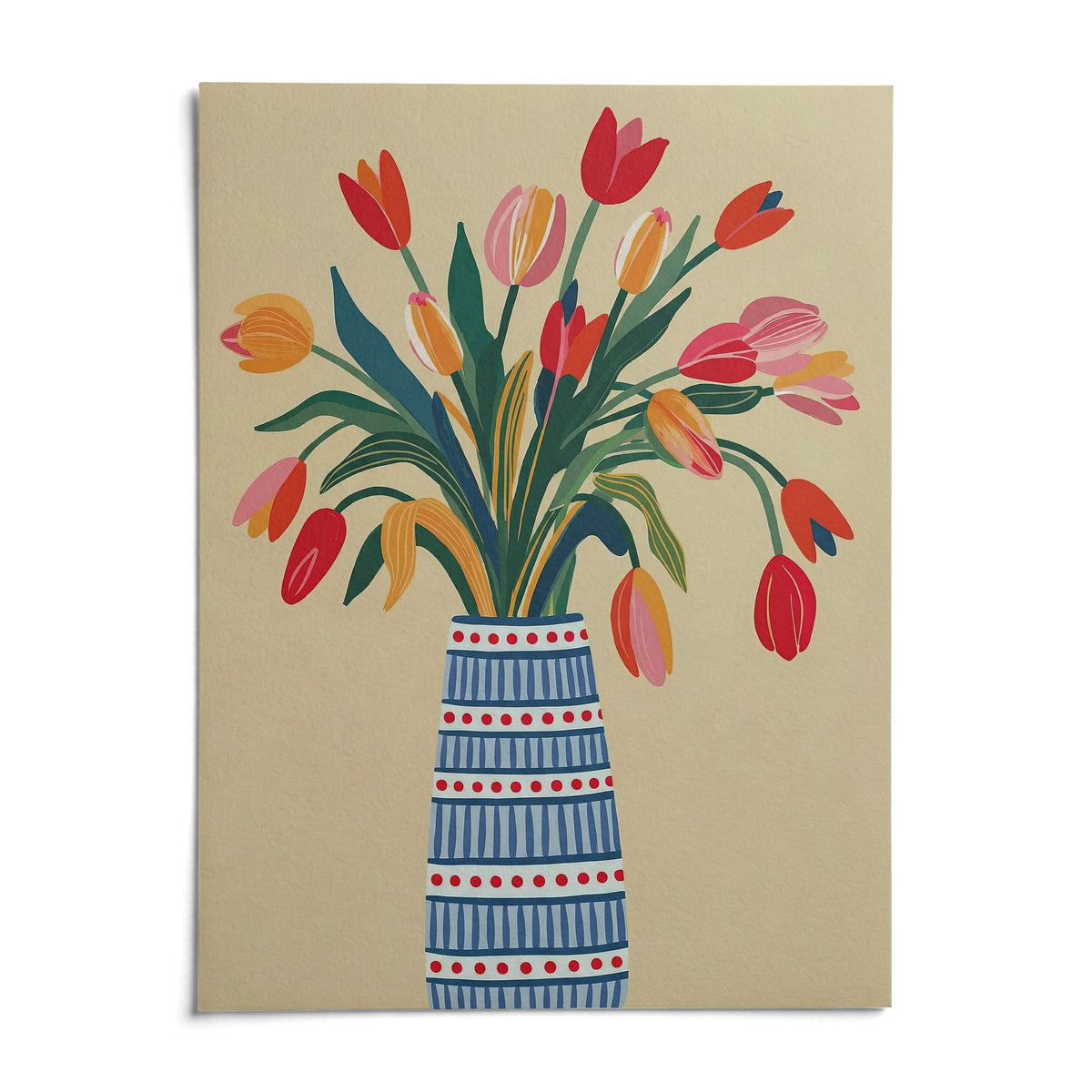 Floral Vase Art, shown as an unframed paper print on a plain white background