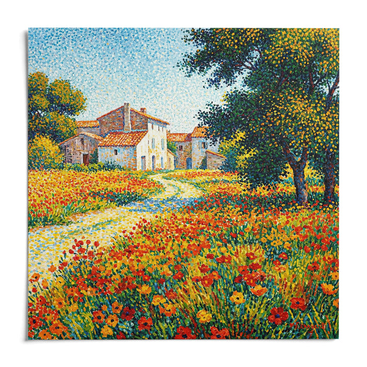 Flower Field Art Print, shown as an unframed paper print on a plain white background