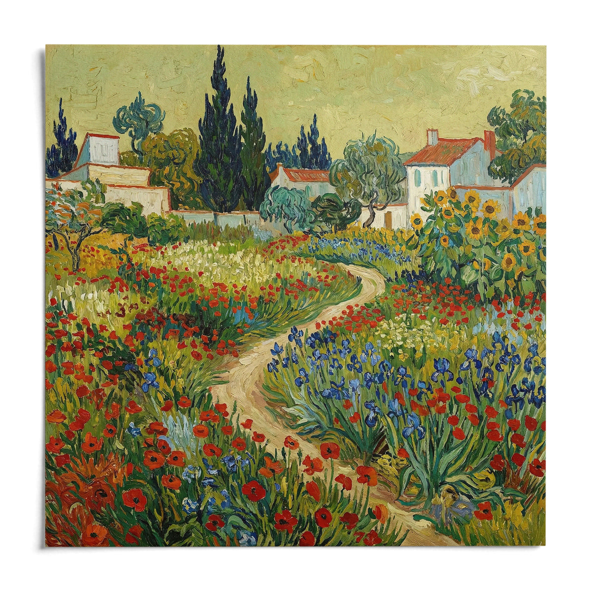 Flower Garden Art Print, shown as an unframed paper print on a plain white background