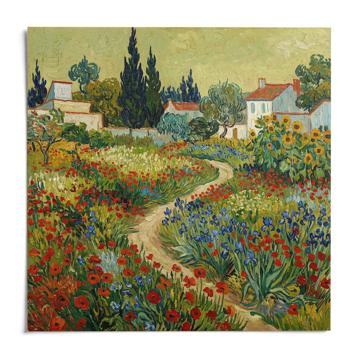 Flower Garden Art Print, shown as an unframed paper print on a plain white background