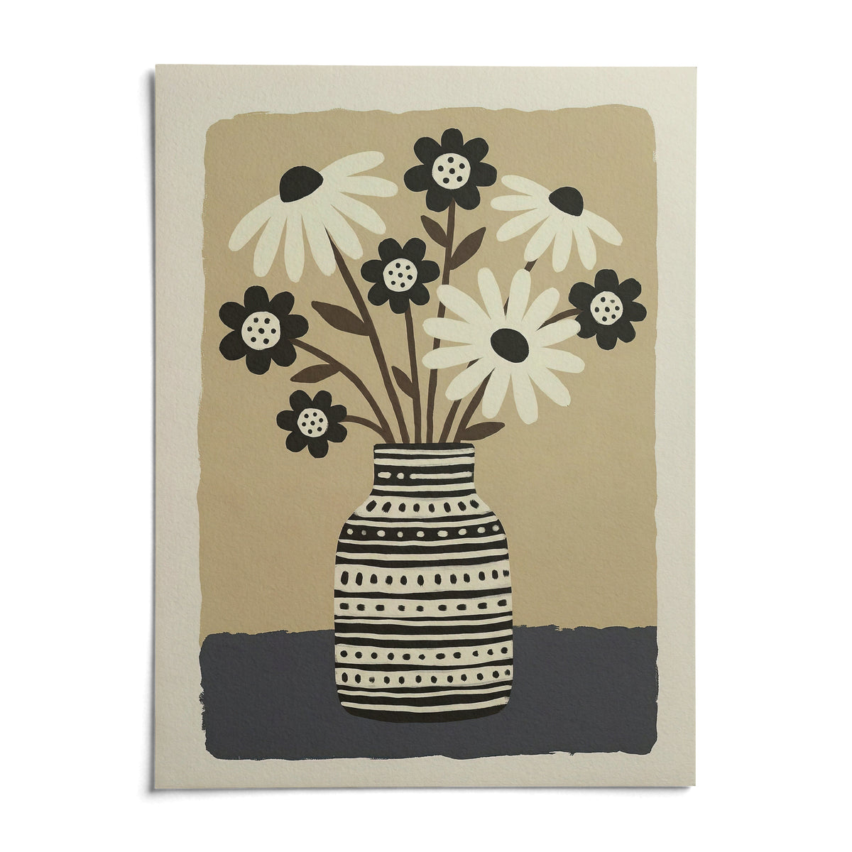 Flower Vase Wall Art, shown as an unframed paper print on a plain white background
