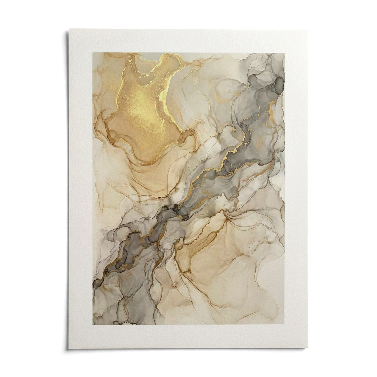 Fluid Art Gold Poster, shown as an unframed paper print on a plain white background